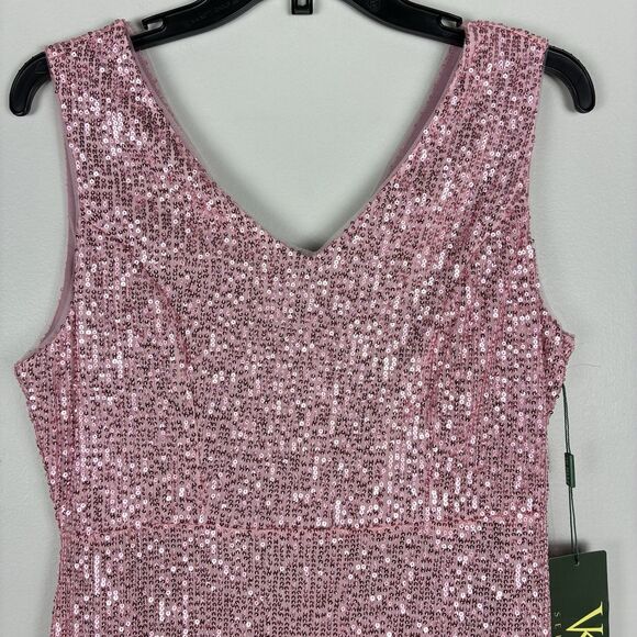 Women’s Pink Evening Dress Ball Gown XL Sequins Stretch Tulle Party Prom NYE - Picture 4 of 14